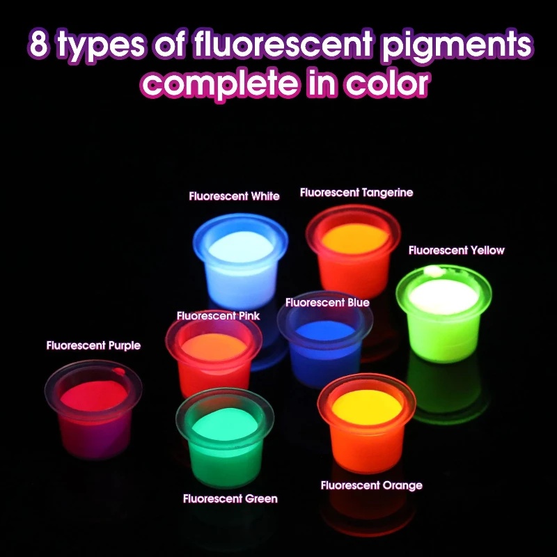 Inchiostro per tatuaggi fluorescente da 5 ml Colorante per tatuaggi a 8 colori Pigmento luminoso sicuro non tossico facile da colorare - immagine 4