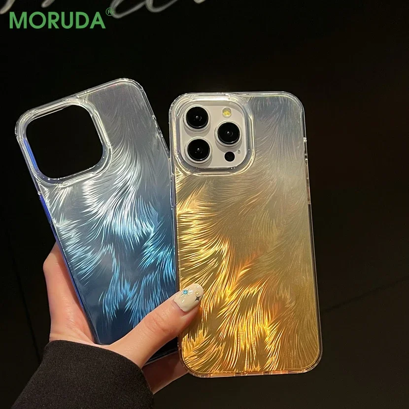 Custodia Per Telefono Sfumata Foxtail Feather Pattern Per Iphone 13 14 15 Pro Max 12 11 Cover Per Placcatura Laser Di Moda Per Iphone 15 Promax