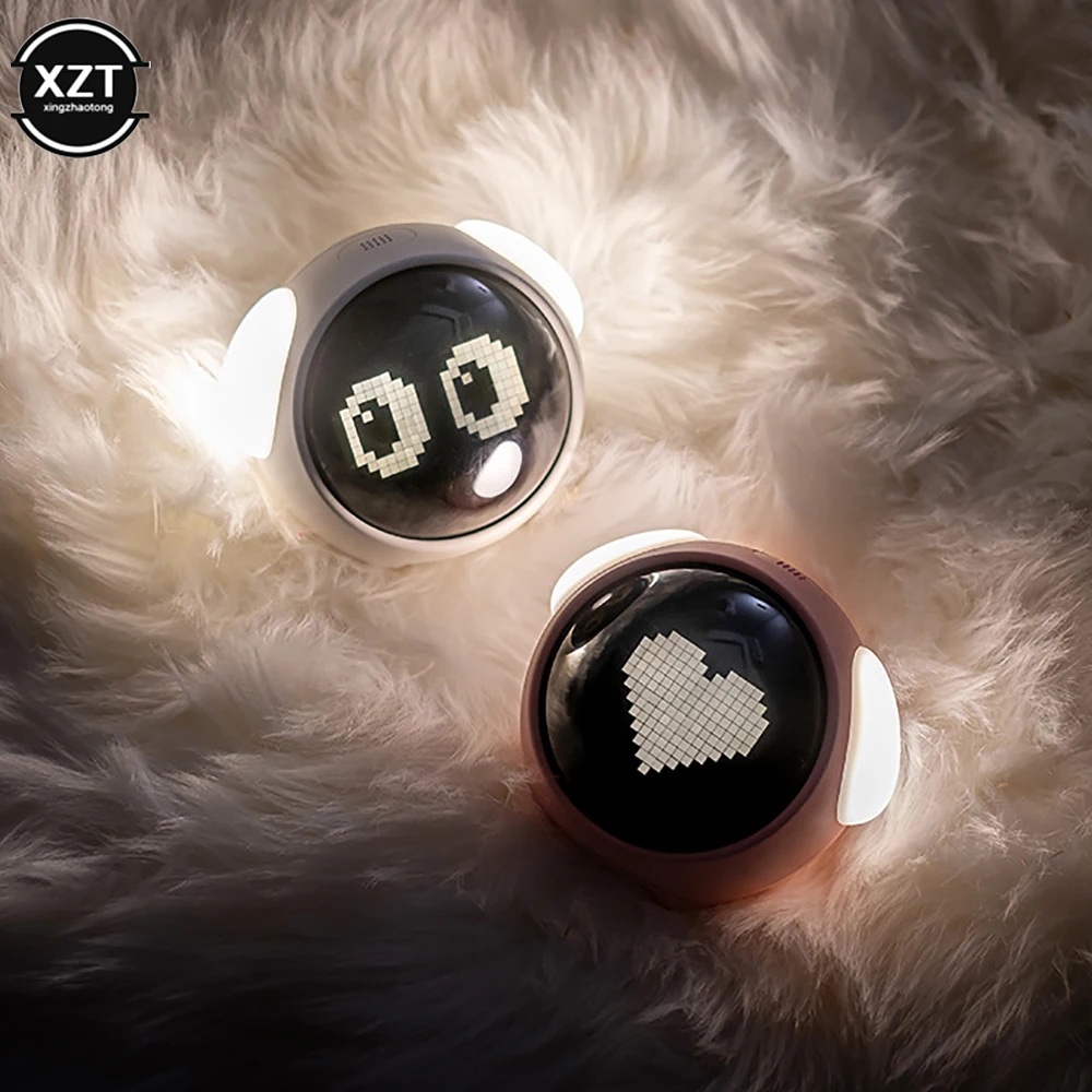 MultiFunction Table Clock Expression Alarm Clock Pixel Alarm Clock Bedside Kids Night Wake Up Light Smart Alarm Clock Children 3