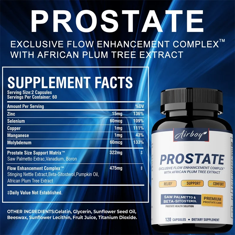 Men's Prostate Capsules With Saw Palmetto, Improve Performance, Relieve Bladder & Urination Problems, Reduce Toilet Trips