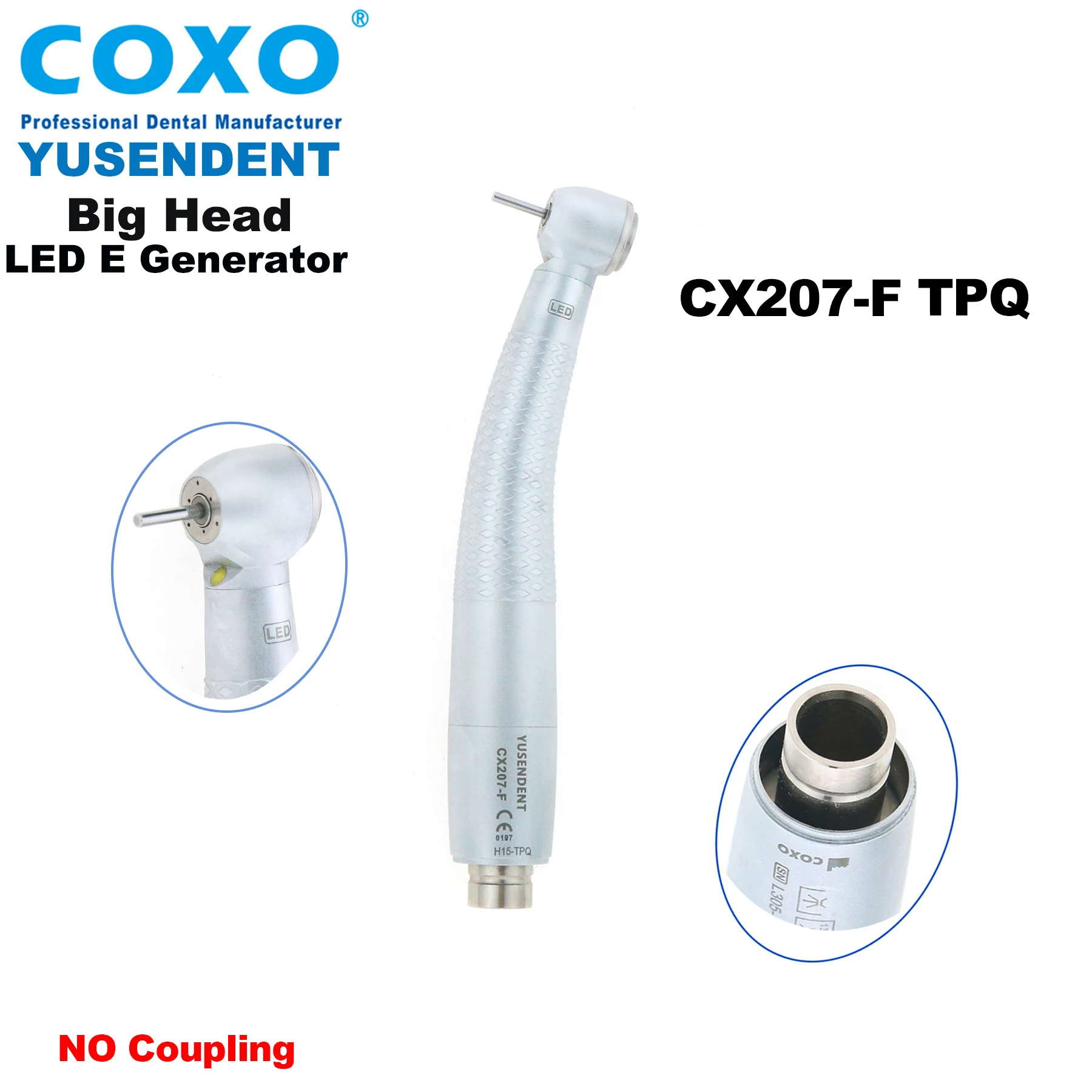 

COXO Dental Self Power CX207-F-TPQ LED High Speed Turbine Handpiece fit NSK QD-J Coupling