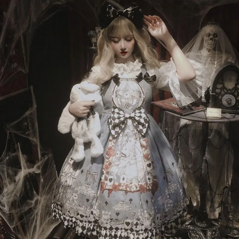 Japanese Gothic Lolita Dress Girls Vintage Dark Funeral Lolita Jsk Dress Women Harajuku Cool Sleeveless Punk Suspender Dresses lolita dress lolita suspender dress lolita cosplay costumes suspender dress lolita skirt lolita blouses
