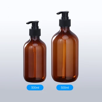 20/50 ชิ้น 300ml 500ml Amber พลาสติกขวดปั๊มสีเขียวที่ว่างเปล่า Dispenser พลาสติกขวดรีฟิลขวดแชมพูคอนเทนเนอร์เดินทาง 2