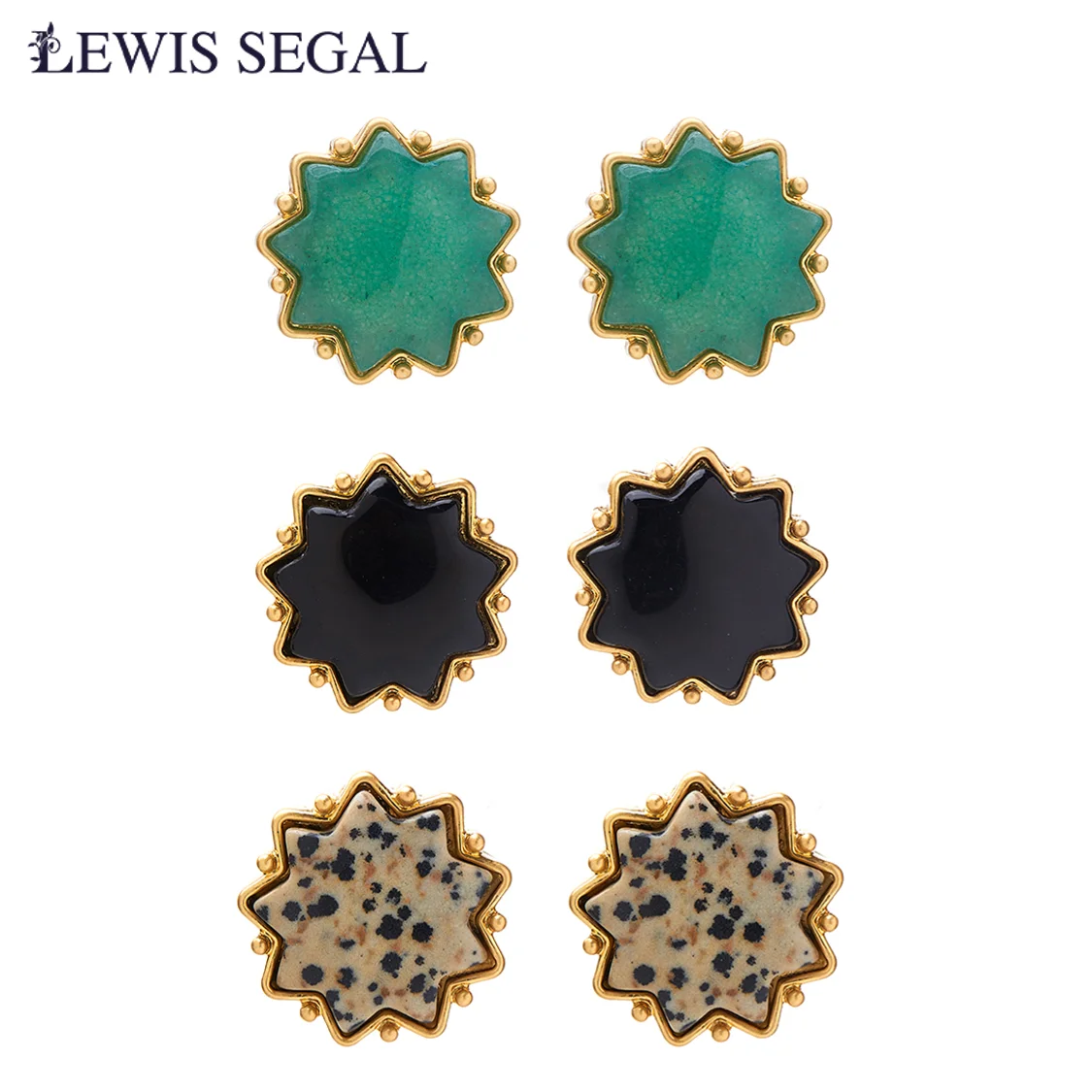 

LEWIS SEGAL Vintage Irregular Polygon Rhinestone Stud Earrings for Women Luxury Medieval Style Fine Jewelry 18K Gold Plated