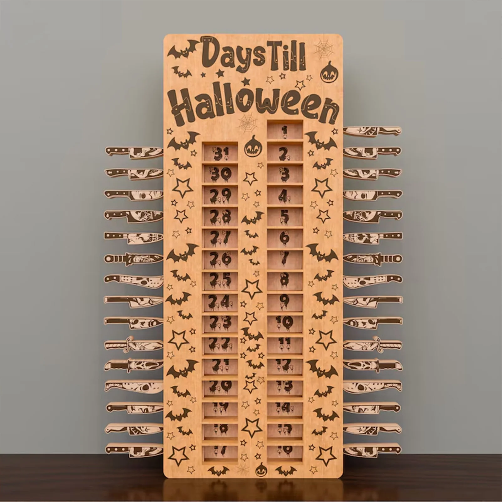 Halloween Advent Calendar 31 Days Countdown Calendar Kids Wooden Crafts Gifts Home Ornament Spooky Festival Ambience Decorations