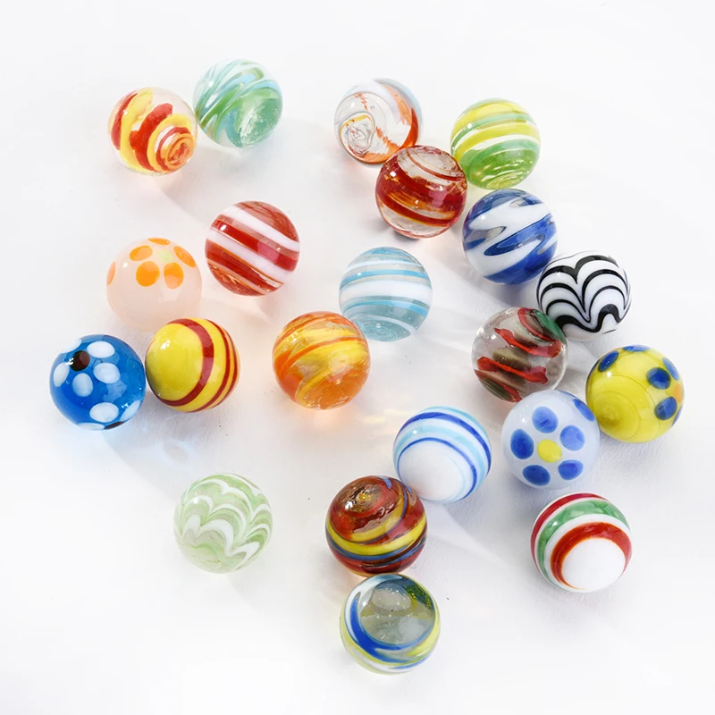 

20PCS Marbles 16MM Glass Ball Cream Console Game Pinball Small Pat Toys Parent- Child Beads Bouncing Ball