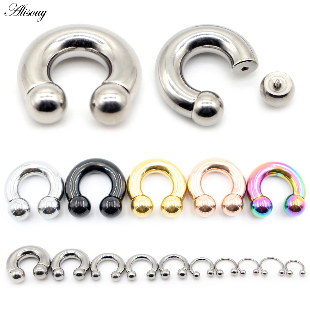 Alisouy 1 peça grande tamanho captivo grânulo nariz anel plugue de ouvido expansor guauge masculino genital bcr argola brinco piercing joias corporais