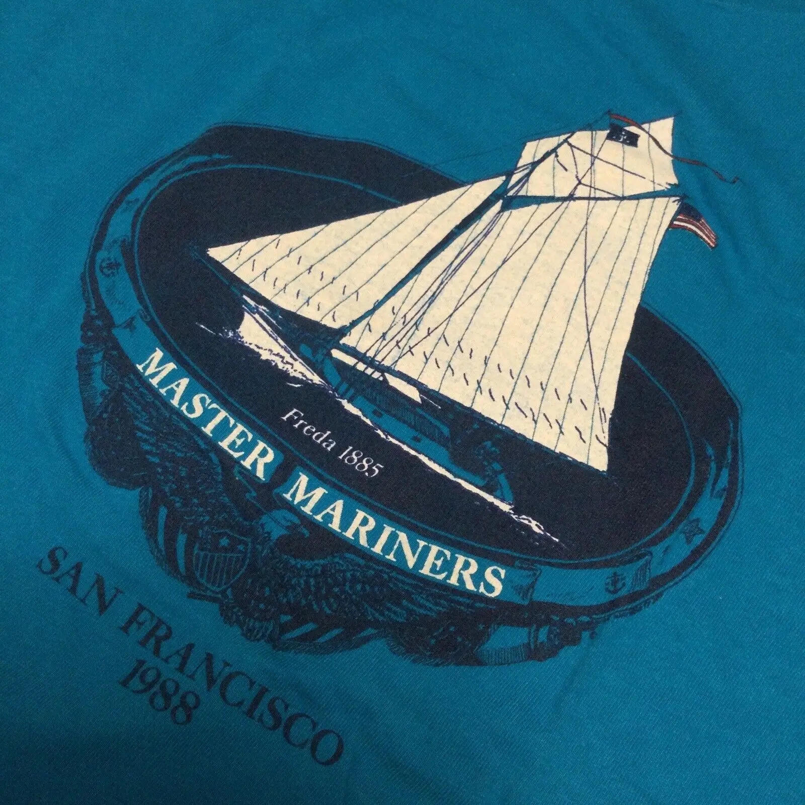 Vtg 1988 Master Mariners San Francisco Regatta T Shirt Yacht Club Mmba Freda1885 Maniche Lunghe O Corte