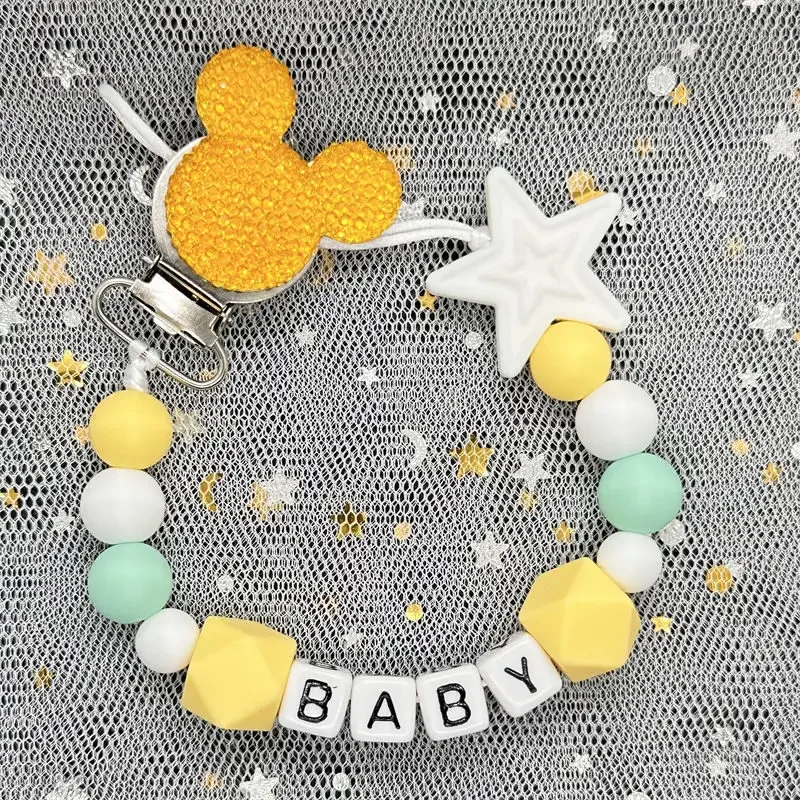Silicone Baby Pacifier Clip teething toys pacifier clip pacifier chain pacifier accessories baby silicone accessories Handmade Name DIY Personalised Name Colorful Pacifier Chain Teether BPA Free Newborn Toy Gift