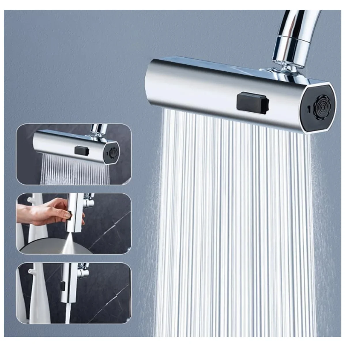 

Kitchen Faucet Splash Protector Waterfall Water Outlet Universal Rotary Bubbler Booster Extension Water Nozzle Universal Joint