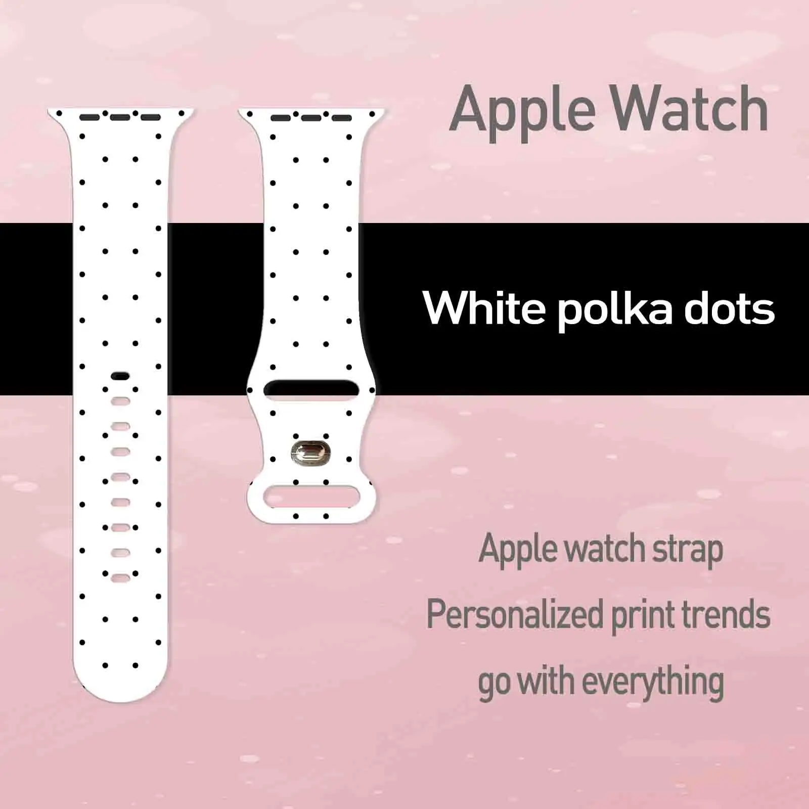 애플워치 11 10 9용 블랙 화이트 물방울 무늬 프린트 스트랩, iWatch 46mm 42mm 41mm 40mm 교체 가능한 밴드/팔찌