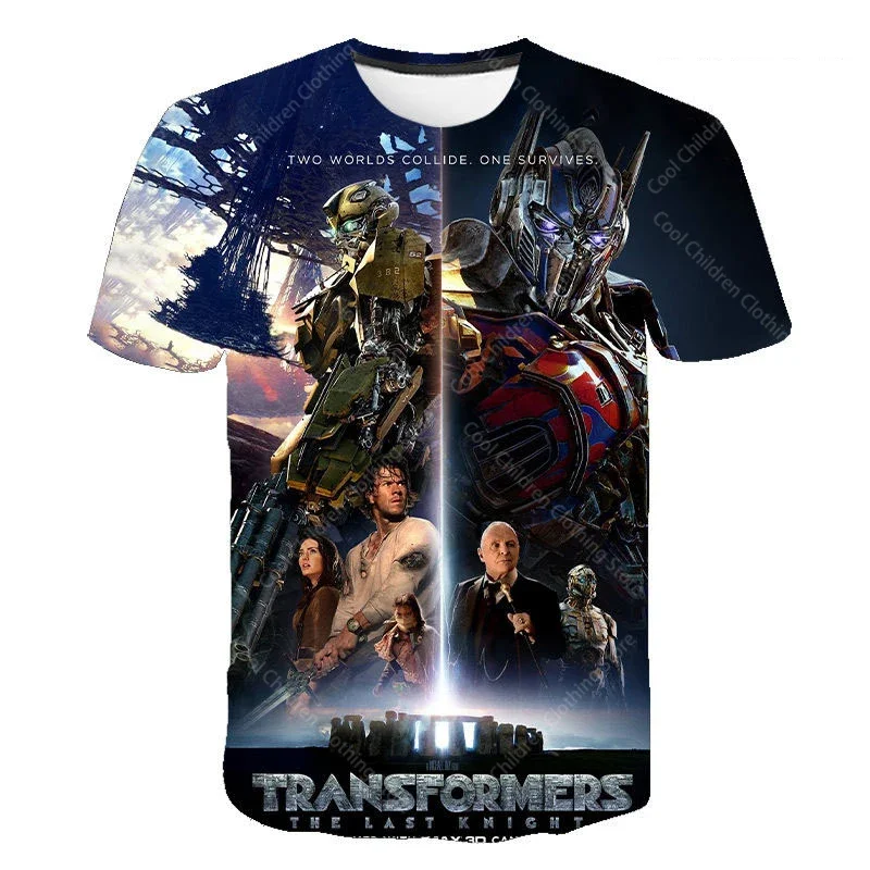 Summer Clothing Transformers Fashion Boys Girls Print Short Sleeve T-Shirt Casual Sport Hip Hop Parent Child Clothing 2