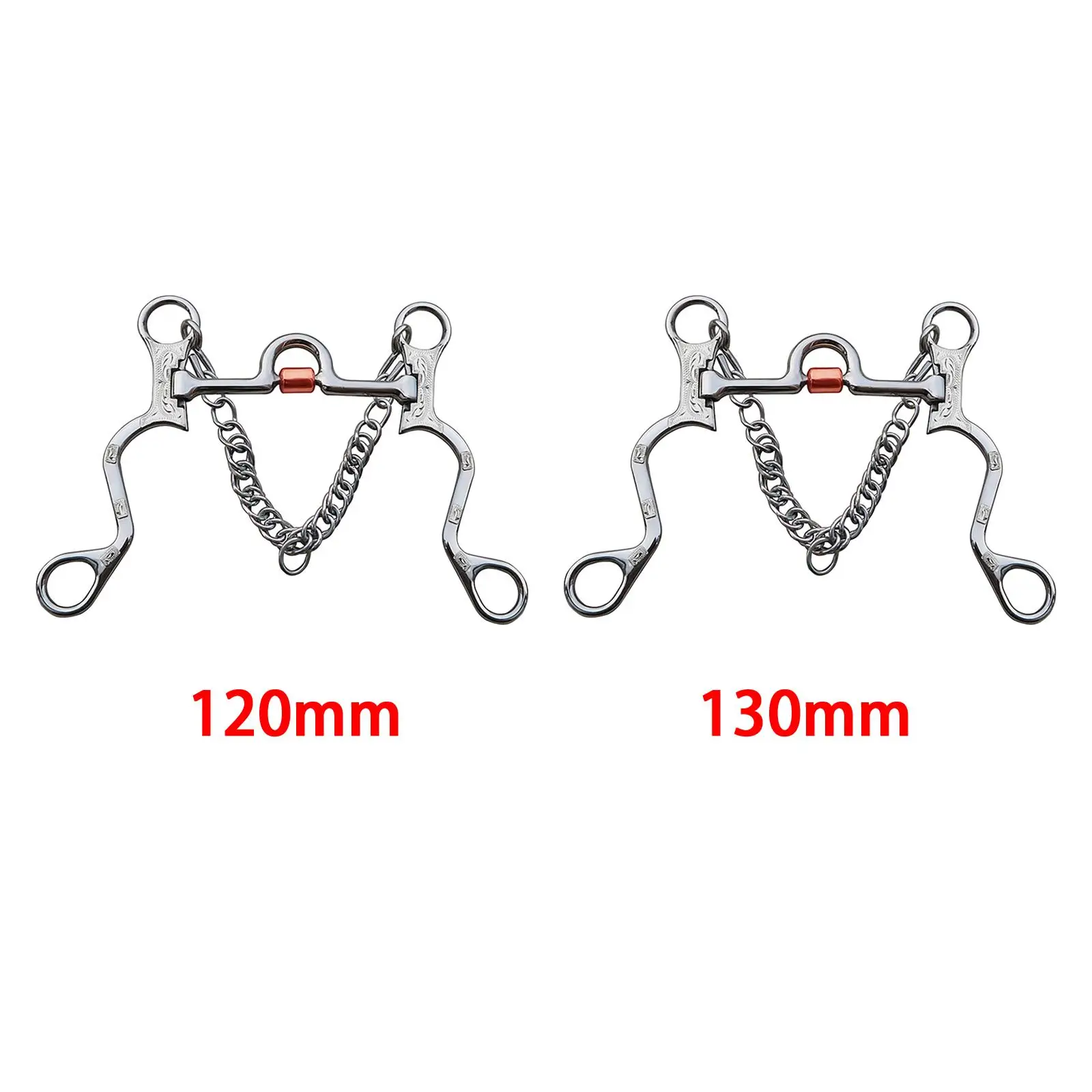 Horse Bit Copper Mouth Copper Roller with Curb Hooks Chain Cheek Stainless Steel Cheek Harness for Equestrian Horse Bridle