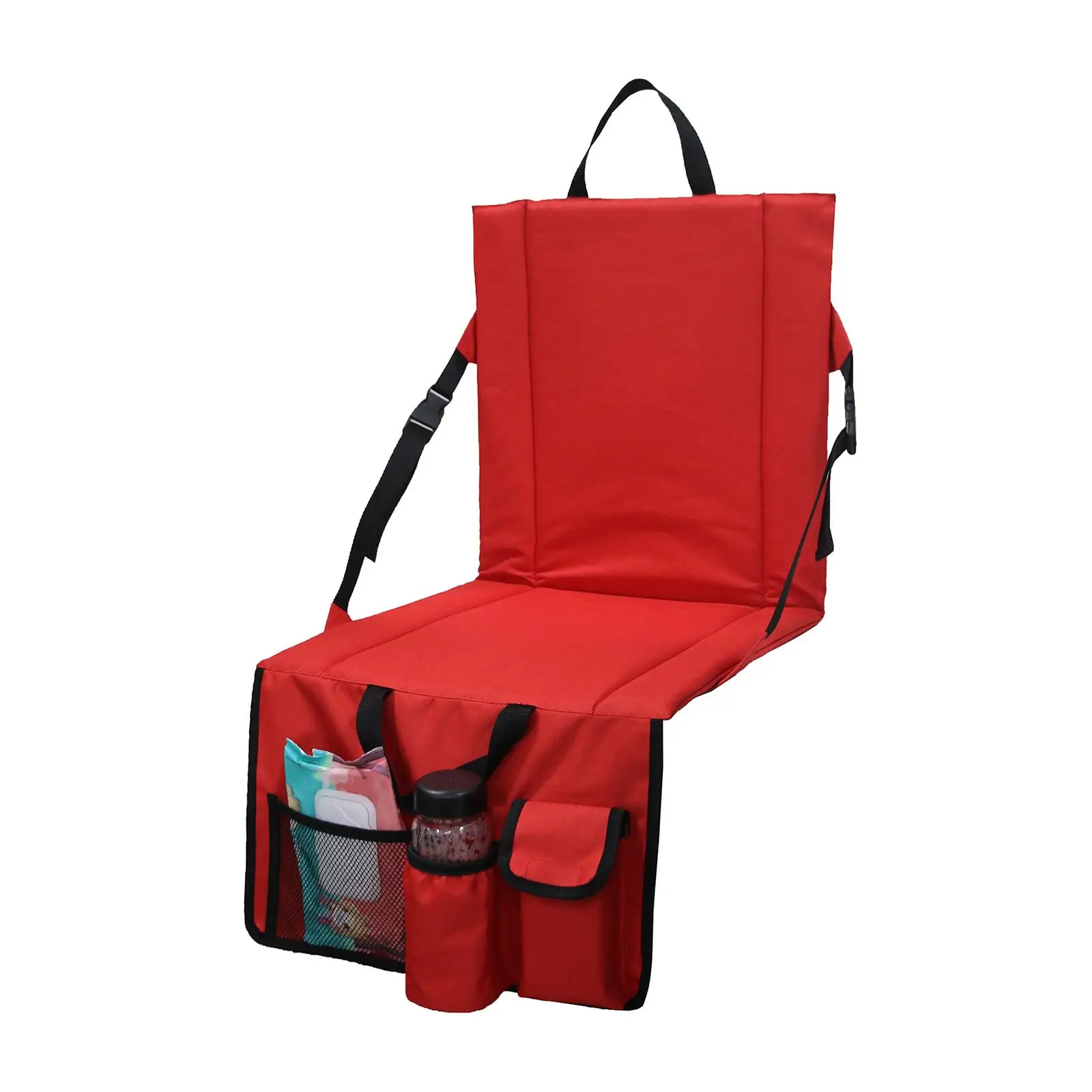 Portable Stadium Chair with Cushion Mat Cup Holder Wide for Camping Outdoor