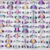 50 Pcs/Lot Fashion Hollow Out Stainless Steel Rings For Women Men Mix Style Flower Heart Crown Jewelry Party Gifts 2