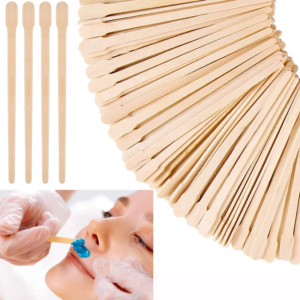 50Pcs Disposable Tongue Depressor Small Waxing Sticks Wooden Wax Sticks Wax  Applicator Sticks Wood Wax Spatulas for Hair Eyebrow Nose Removal 