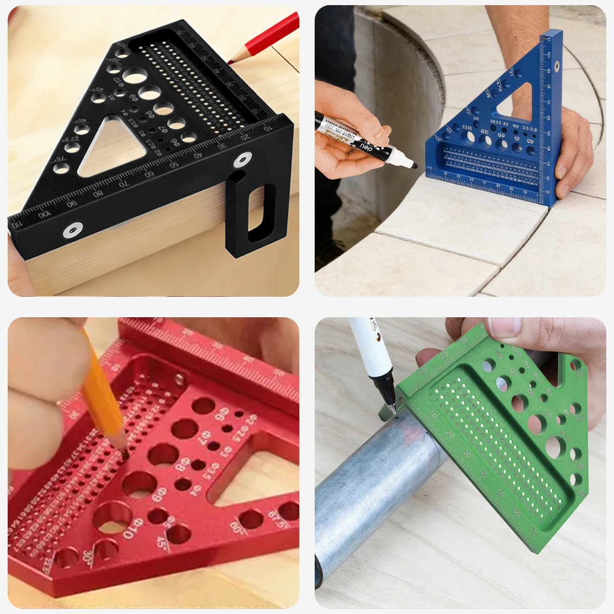 ABS 다기능 목공 각도 조정자, 측정, 위치 지정, 드릴링, 마킹, 초보자를 위한 필수 도구
