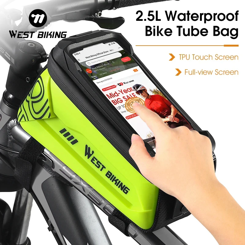 Sac De Cadre étanche WEST BIKING - Support Téléphone - 1,8L - Neuf
