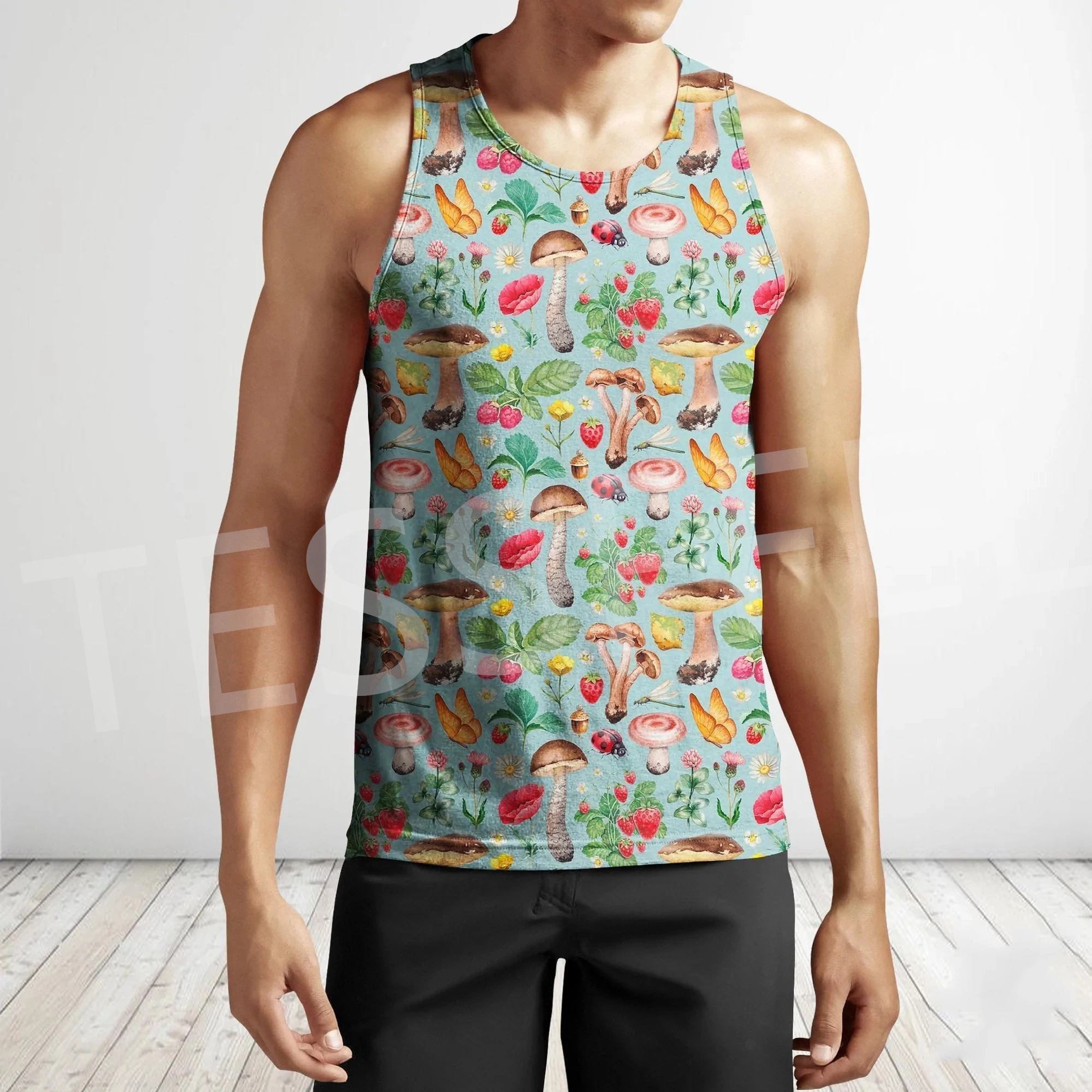 

Mushroom Hipple Psychedelic Trippy Tattoo Colorful 3DPrint Men/Women Streetwear Summer Harajuku Funny Sleeveless TankTop Vest A1