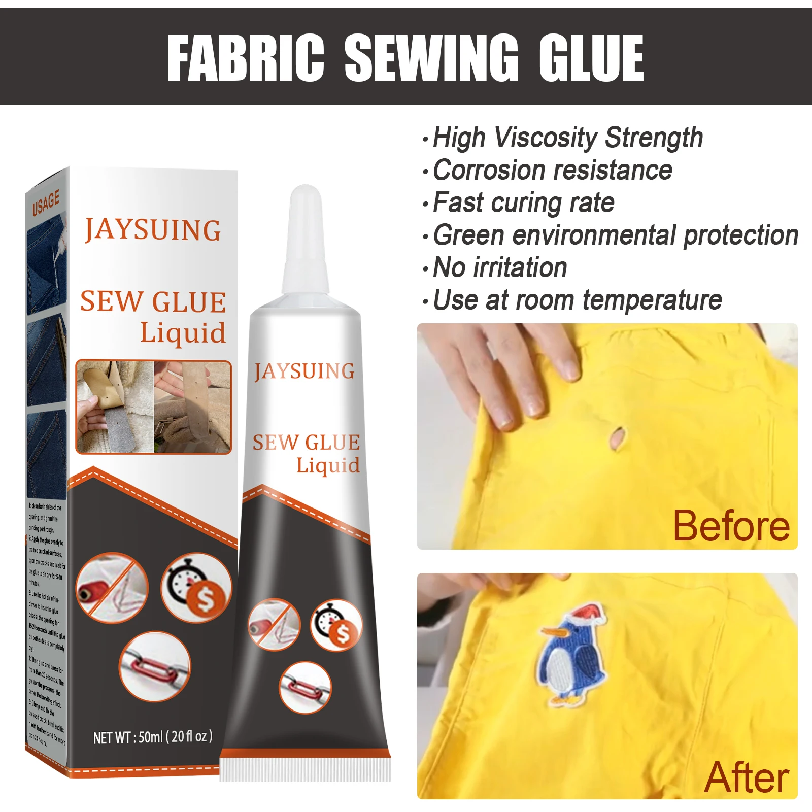 Fabric Repair Glue High Viscosity Strength Fast Curing