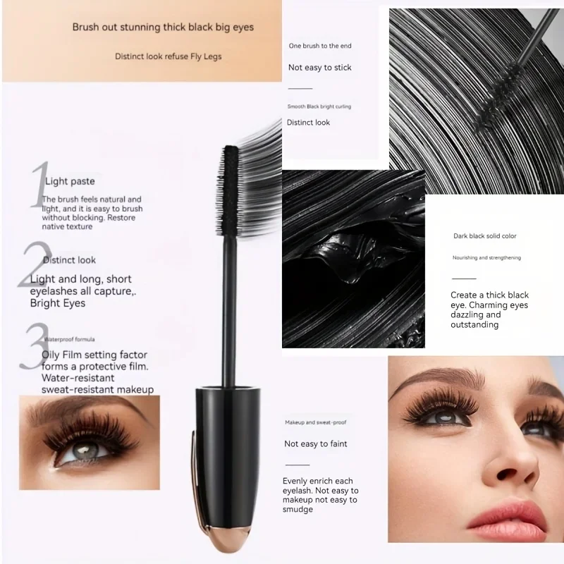 1 PC Waterproof 3D Mascara Thick Long Smudge-proof Plump Encrypted Long-lasting Curling Large Eye Makeup With 360° Spiral Brush_voghion.com