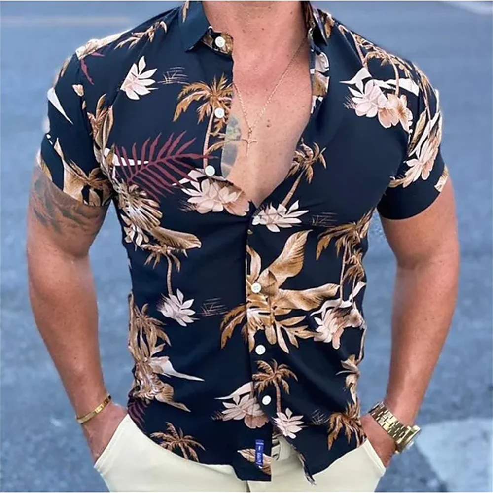 Hawaiian Shirt For Men 3D Print Short Sleeve Summer Oversized