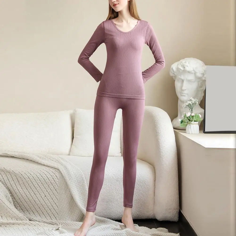 

Women'S Traceless Thermal Underwear Set Unisex Ultra-Thin Intimate Pajamas Winter Constant Temperature Long Sleeve Lingerie 2pcs