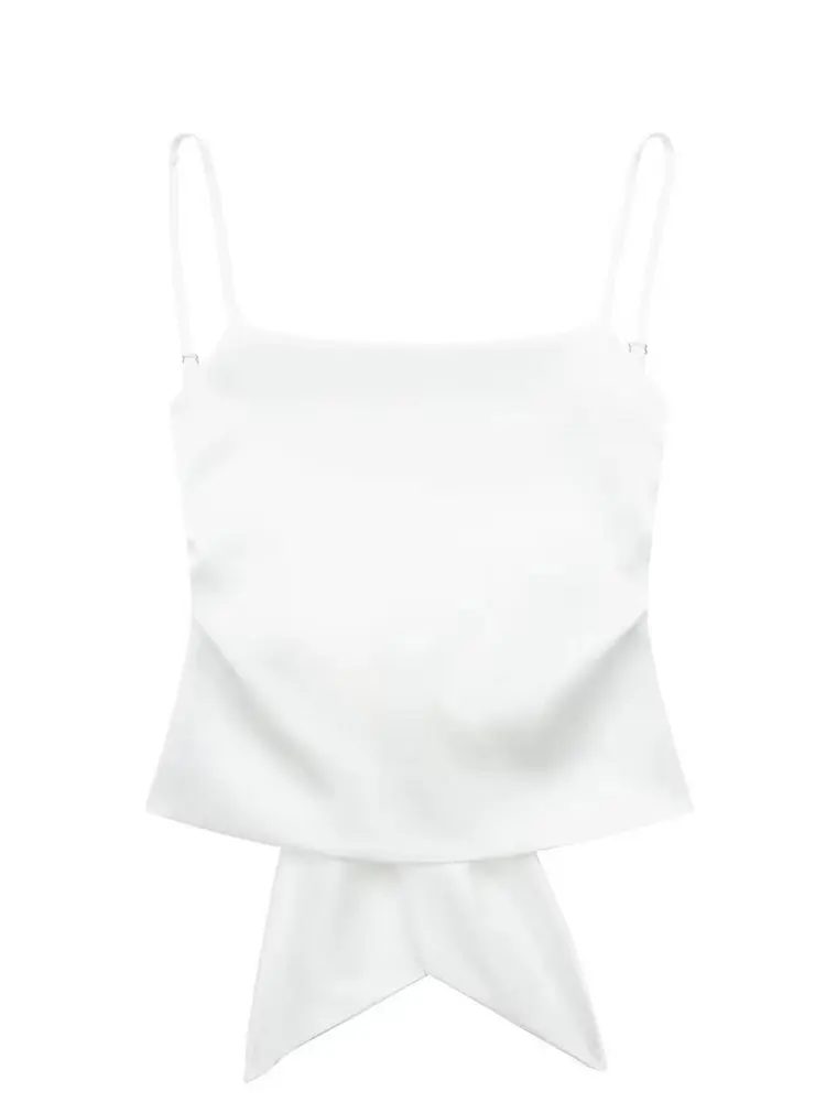 HH Women Summer Back Bow Solid Satin Backless Sling Crop Top Chic Female Sexy Clothing Streetwear Camis Mujer 2024 Fashion