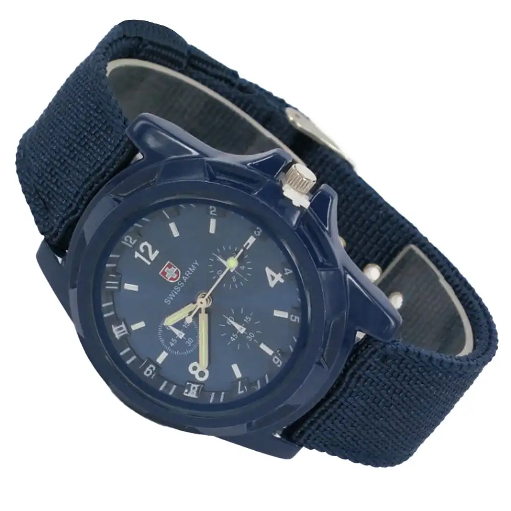 Men's Quartz Watch with Nylon Canvas Strap - Casual Sports Wristwatch