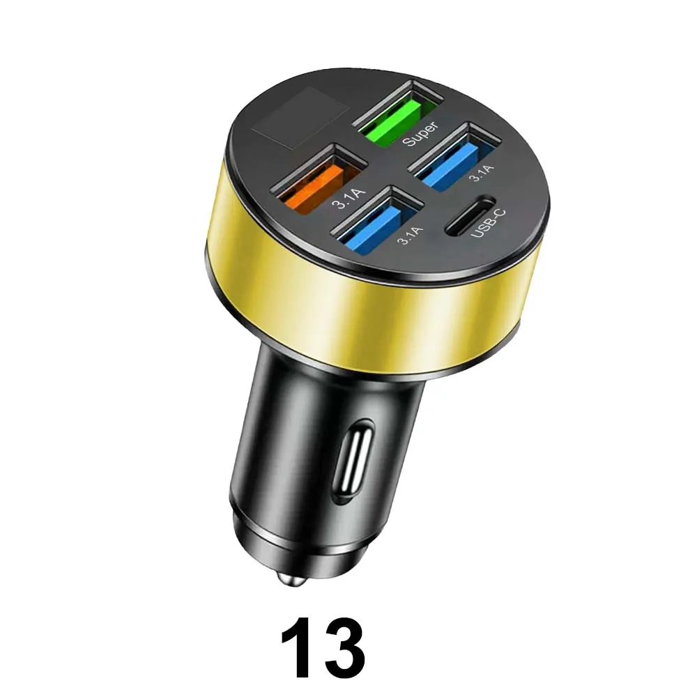 100W 6/8 Ports Car Charger Fast Charging PD QC3.0 USB C Car Phone Charger Type C Adapter in Car For iPhone Samsung Huawei Xiaomi