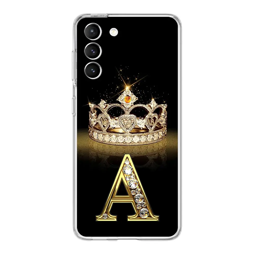 Diamond Crown Letter Phone Case - Soft Clear Cover with 26 Letter Options