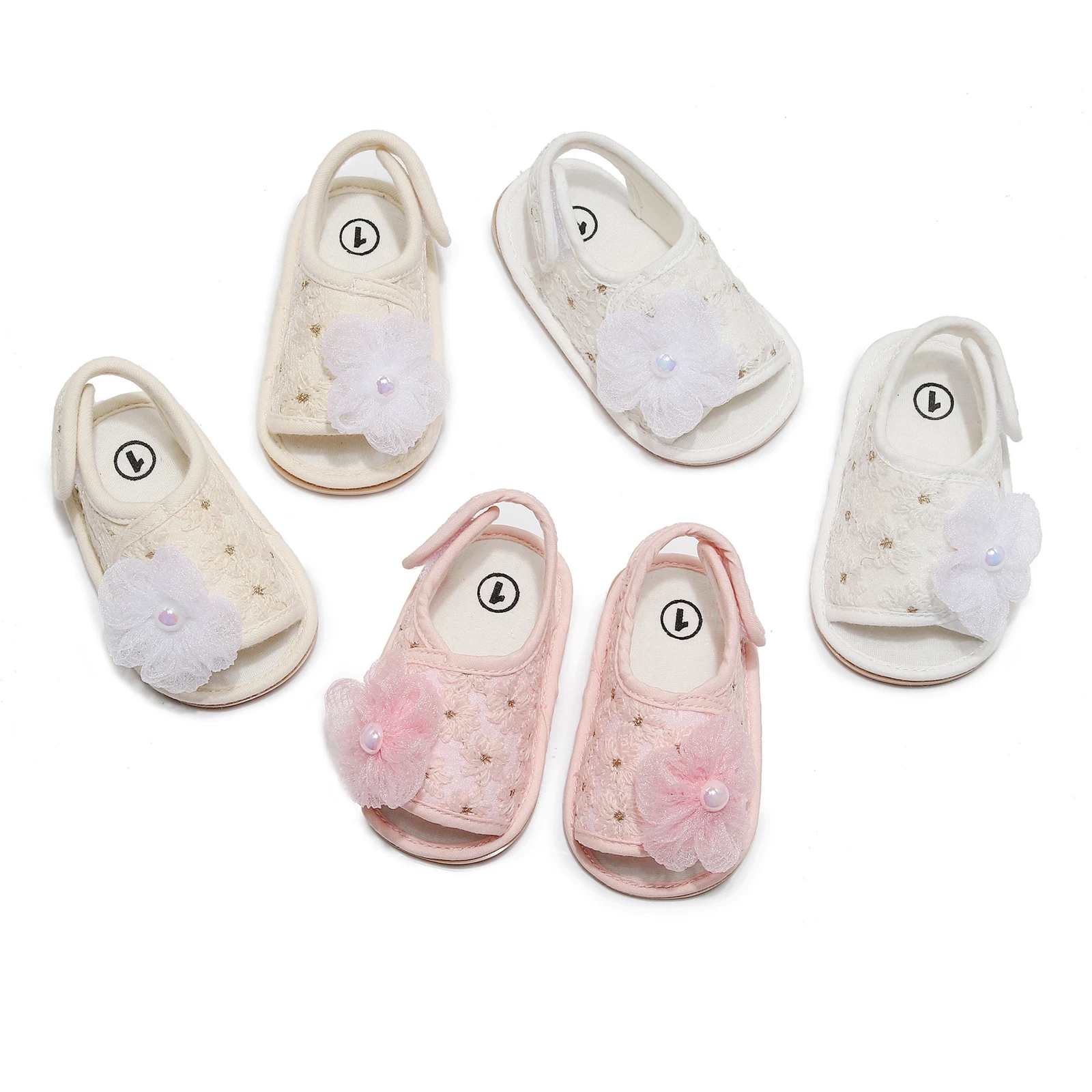 

0-18M Newborn Baby Girl Summer Casual Flower Toddler Sandals Anti-slip Soft Sole Lace Shoes Outdoor Party First Walkers Shoes