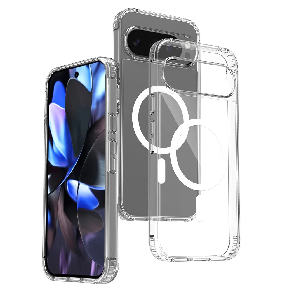 Crystal Clear Magnetic Wireless Charging Phone Case with Protective Cover
