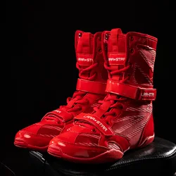 LARA STAR Advanced Edition Men's Boxing Boots Women High Top Hook Loop Breathable Wrestling Shoes Martial Arts Training Shoes