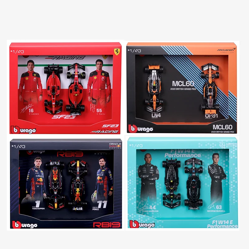 재고 있음 Bbugo 1:43 2023 F1 챔피언 드라이버 레이싱 세트 합금 마이크로 다이캐스트 통합 모델 맞춤형 장난감 선물 컬렉션