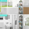 Standing Shower Caddy-4 Tier Stand with Soap Dish, 4 Hooks, Adjustable Feet for Corner-Black 5
