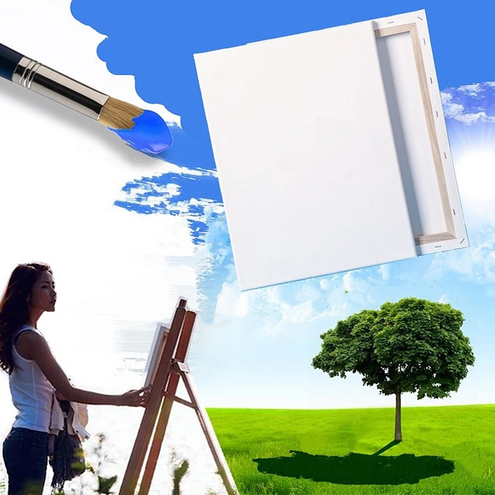White Blank Square Artist Canvas Wooden Board Frame For Primed Oil Acrylic Paint R9JB