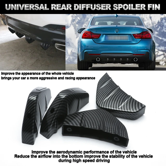 4pcs/set Universal Carbon Fiber/Matte Black Racing Car Rear Bumper Splitter  Sharp Fins Diffuser Spoiler Protector Molding Cover - AliExpress