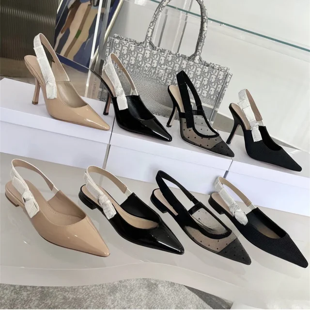 Summer Hot Sale Of The Season Women's Painted Leather Pointed Toe Thin Heel Hollow out Back Strap Sandals Versatile Sexy High... 1