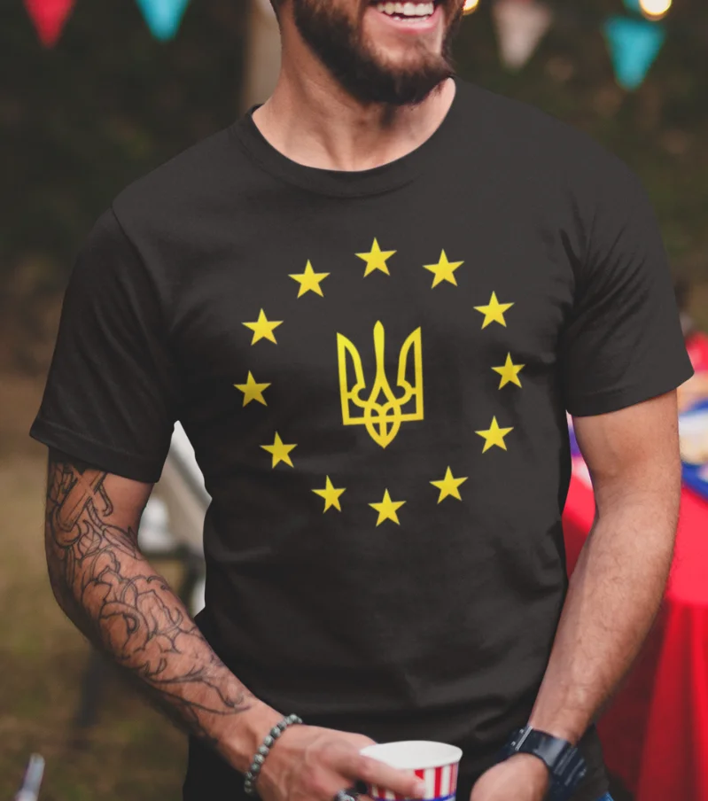 

Футболка с рисунком украинского флага Футболки с коротким рукавом из 100% хлопка в повседневном стиле свободного кроя
