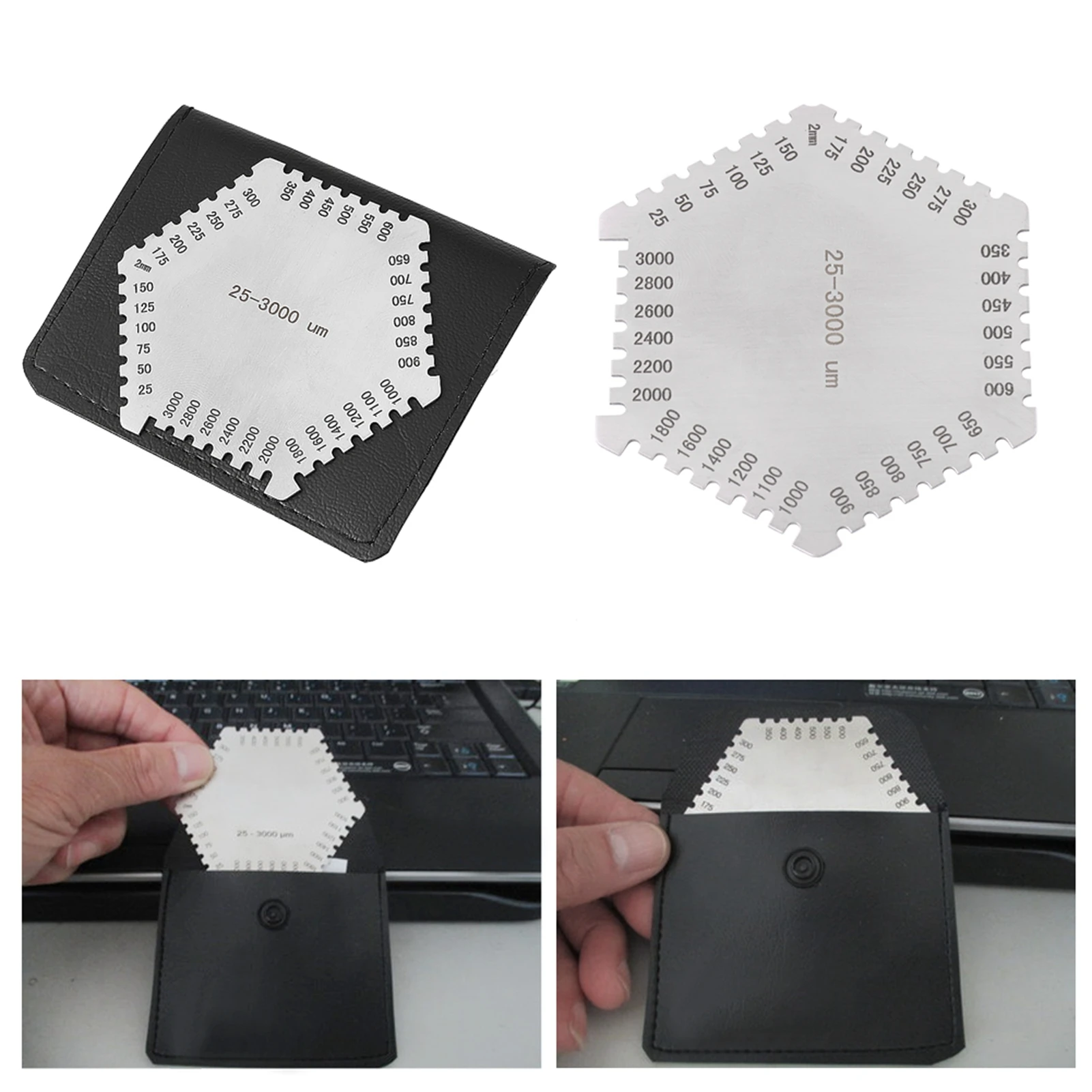 Comb Gauge Stainless Steel wet film Comb Wet Film Gauge High Precision Stainless Steel Wet Film 25-3000um Thickness Thickness Gauge Wet Film Thickness Gauge