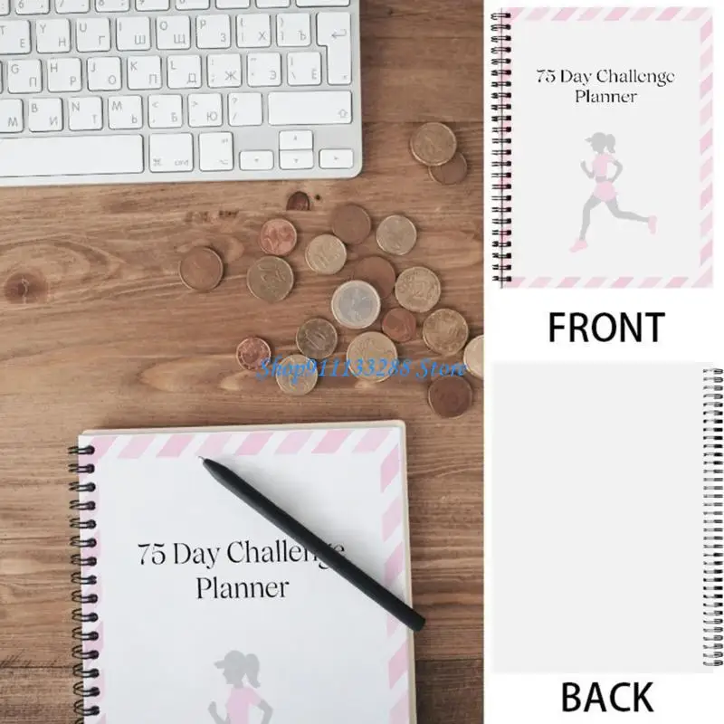 G88d 75 -Tage -Herausforderung Planer Twin Spule Binding Daily Planer Diet Training Reading Tracking Planer Journal Notebook – Detail 8