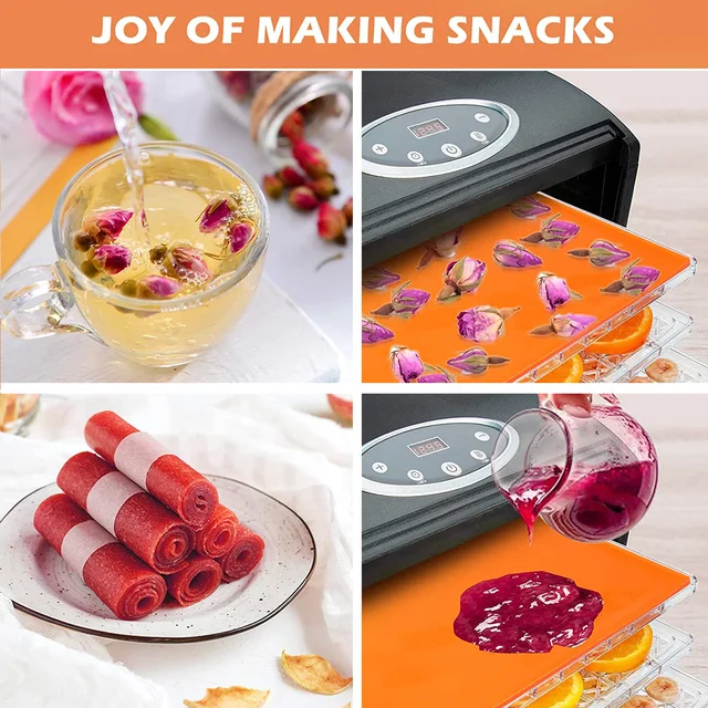 4/6Pcs Silicone Food Baking Mat Meat Vegetables Dehydrator Sheets with Edge Non-stick Cake Board Baking Tray Kitchen Accessories 5