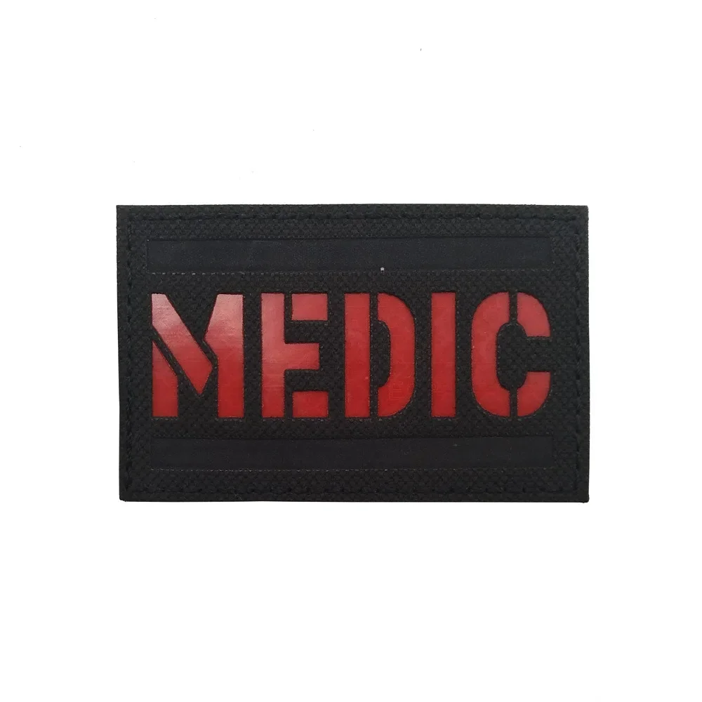 MEDIC 의료 응급 완장 수 놓은 반사 직물 매직 패치 EMT 구조 로고 패치 후크 및 링 군사 패치
