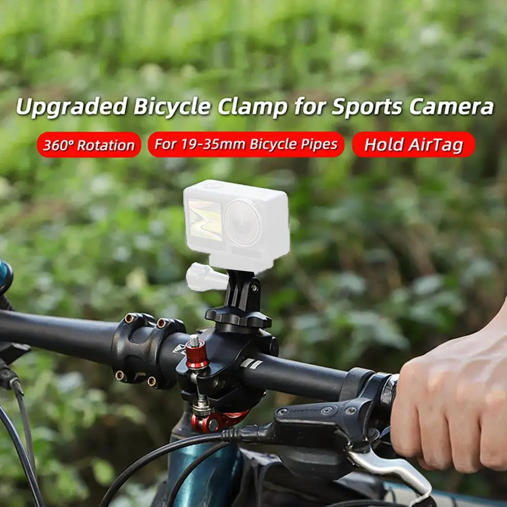 

For Action4/For GoPro12 Bicycle Clamp 360 degree Rotating Multi diameter For AirTag Bracket