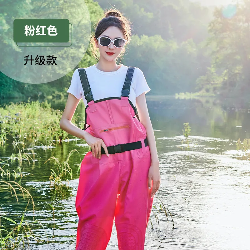 Waterproof Fishing Thickening Half-body PVC Waders Pants Non-slip Boots  Women Beach Camping Hunting Wading Jumpsuit Fishing