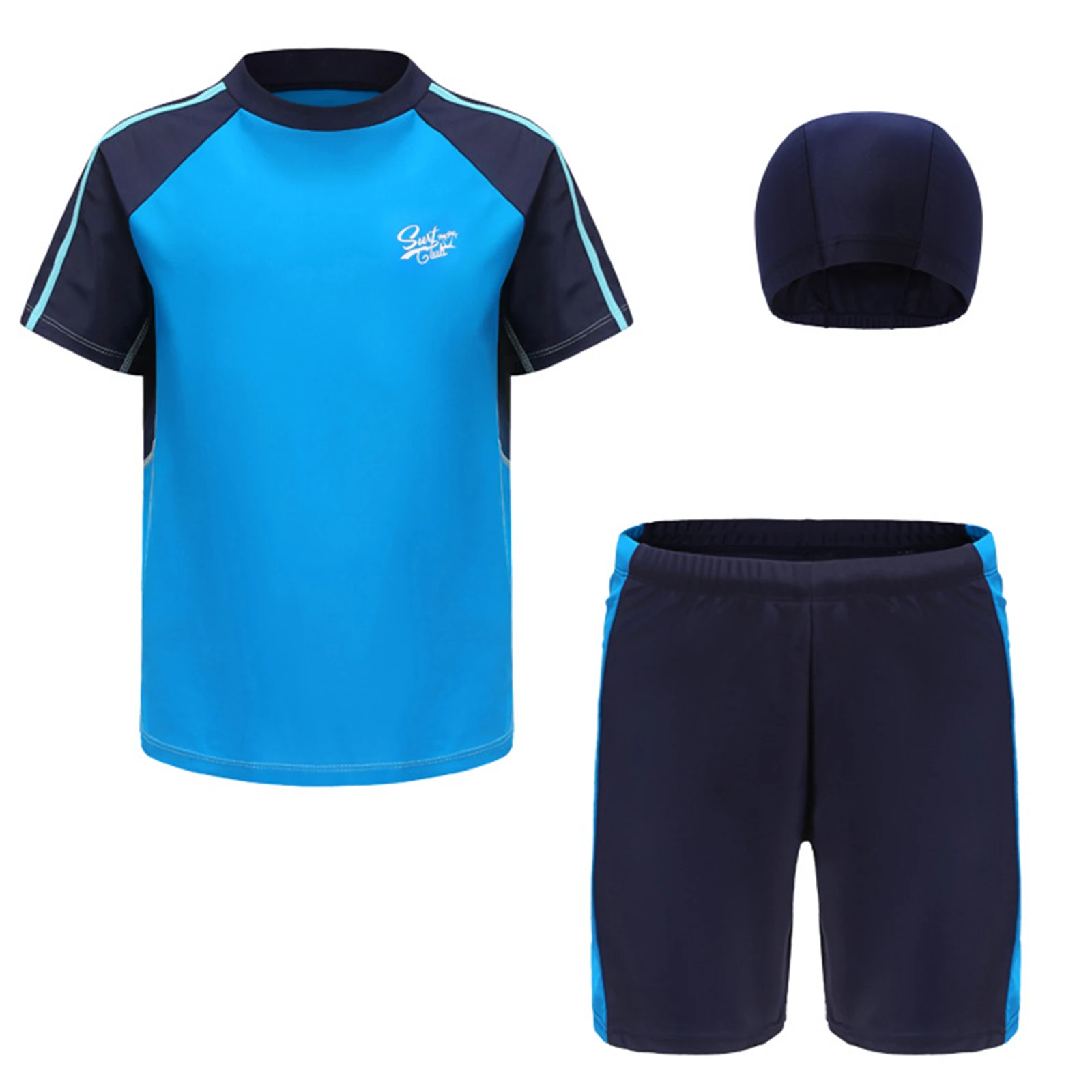 

3-13Y Boys Swimsuit Swimwear Rash Guard Kayaking Wetsuit Short Sleeve Swim Tops Trunks Set Bathing Suit for Pool Beach Surfing