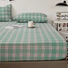 Cotton Fitted Sheet Soild Color with Elastic Band Non Slip Adjustable Mattress Cover Soft Comfortable for Double King Queen Size 2