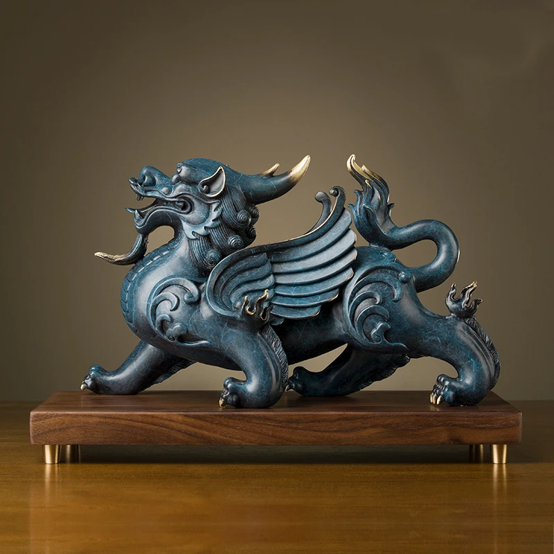 

large Home store Company SHOP mascot talisman Bring wealth money GOOD LUCK Dragon PI XIU BRONZE Sculpture FENG SHUI Statue