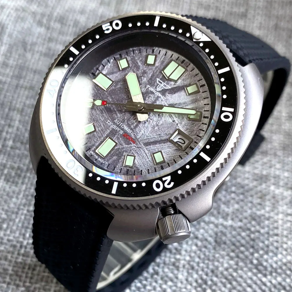 Tandorio Titanium Material Turtle Automatic Watch Men 200M Waterproof MOP Dial 120clicks Bezel Tropical Band Diver Reloj Hombre,diver watch
